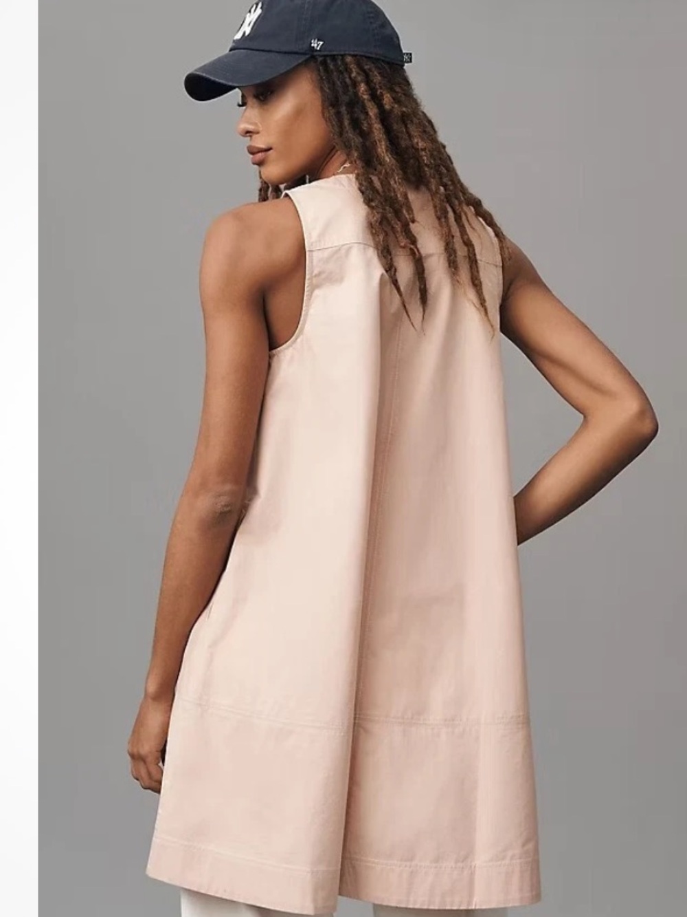 Anthropologie Maeve Blush Pink Zip A-line Swing Dress Tunic Medium Cotton - Picture 3 of 16